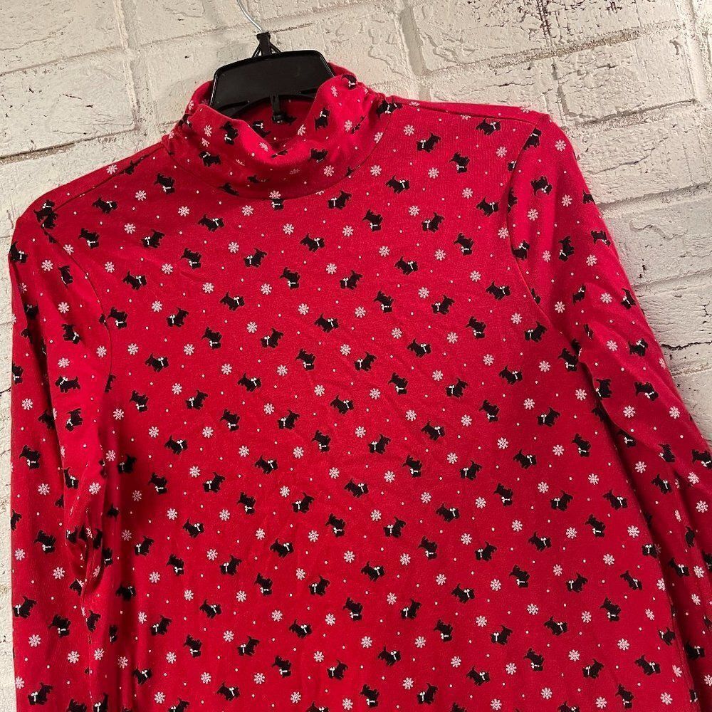 White Stag Christmas Turtleneck Scottie dog Red Black MEdium